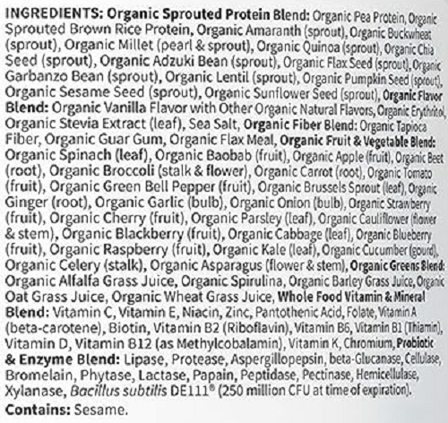 garden of life raw meal protein ingredients review