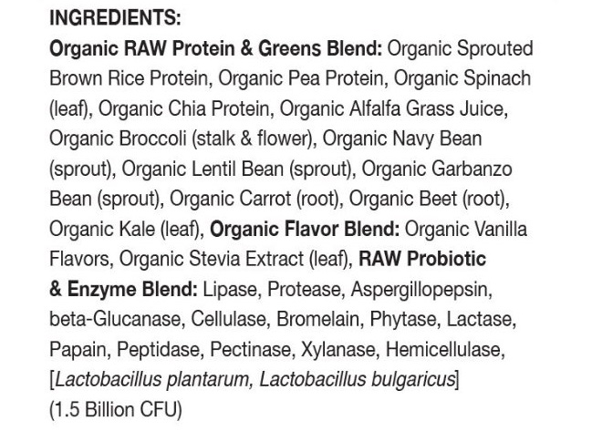 garden of life raw protein and greens ingredients reviews