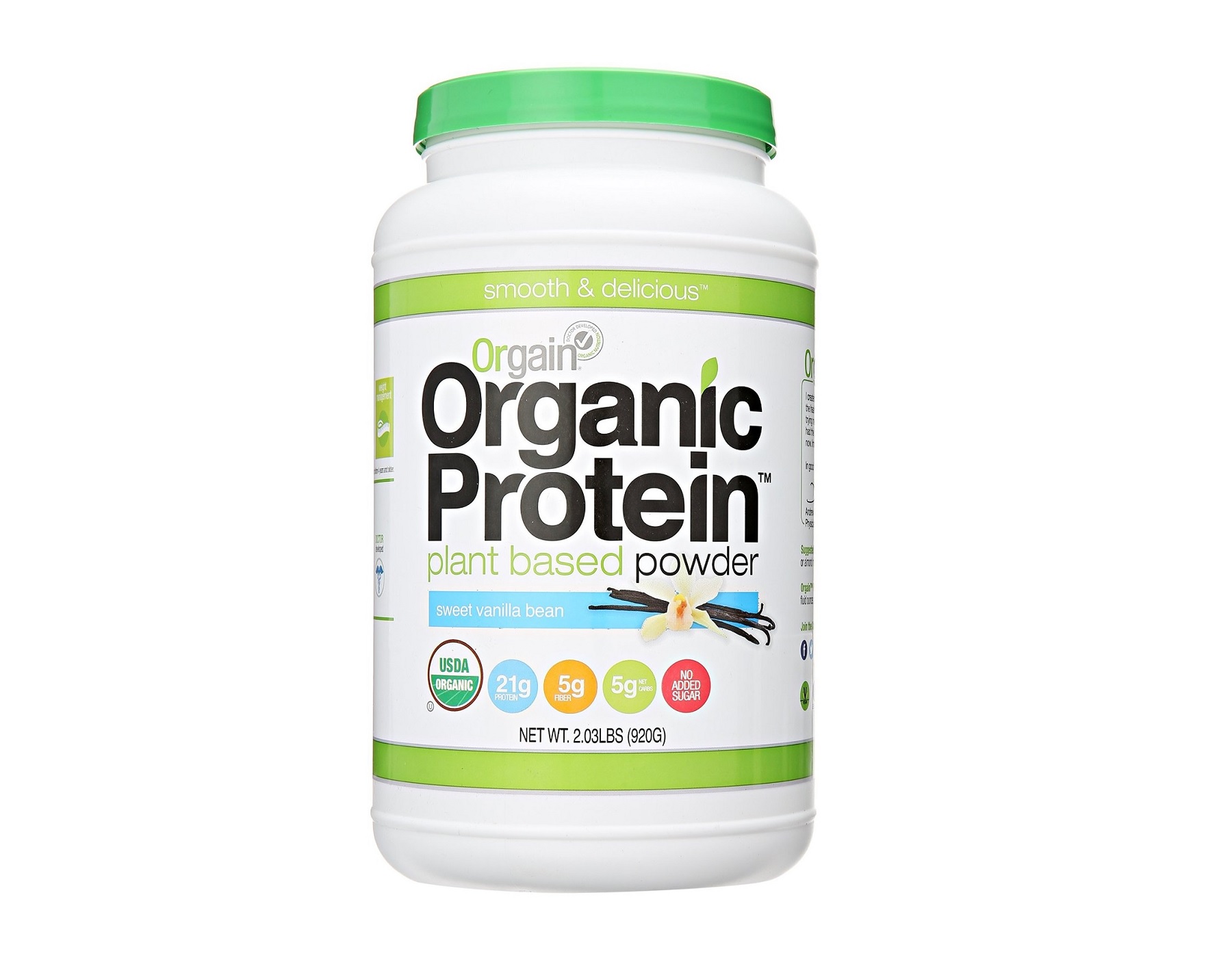 orgain organic plant based protein powder sweet vanilla bean